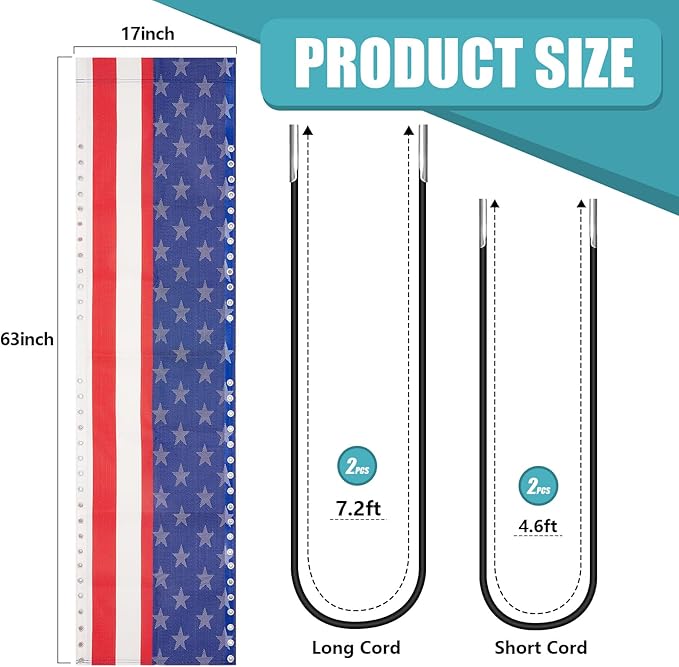 Queekay Chair Replacement Fabric with 4 Bungee Cord Lounge Chair Cloth Mesh Repair Kit for Patio Recliner Outdoor Lawn Pool (63 x 17 Inch,National Flag)