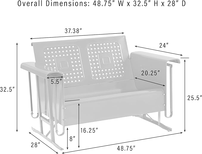 Crosley Furniture Bates Loveseat Glider - White