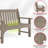 Costaelm Garden Bench, Farmhouse Park Front Porch for Entryway Bench Outdoor Seating Low Bench Patio Bench - Photo 4