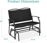 Best Choice Products 2-Person Outdoor Patio Swing Glider Steel Bench Loveseat Rocker for Deck, Porch w/Textilene Fabric - Photo 3
