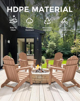 Folding Adirondack Chair, HDPE Adirondack Chair with 2 Cup Holders, Outdoor Fire Pit Chairs for Patio, Garden, Poolside - Photo 6