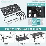 MEETWARM Outdoor Coffee Table, All-Weather Cast Aluminum 42" Rectangle Patio Coffee Table - Photo 7