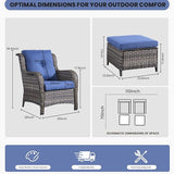 Belord Wicker Furniture 4 Pieces Outdoor Patio Furniture Set Patio Chairs with Ottomans Conversation Set for Porch - Photo 3