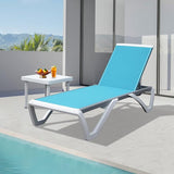 Domi Outdoor Chaise Lounge Chair, Aluminum Patio Lounge Chair with 5 Position Adjustable Backrest and Side Table - Photo 1