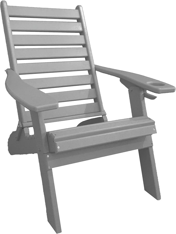 Furniture Barn USA Farmhouse Collection Poly Ladderback Folding Adirondack Chair, Light Gray