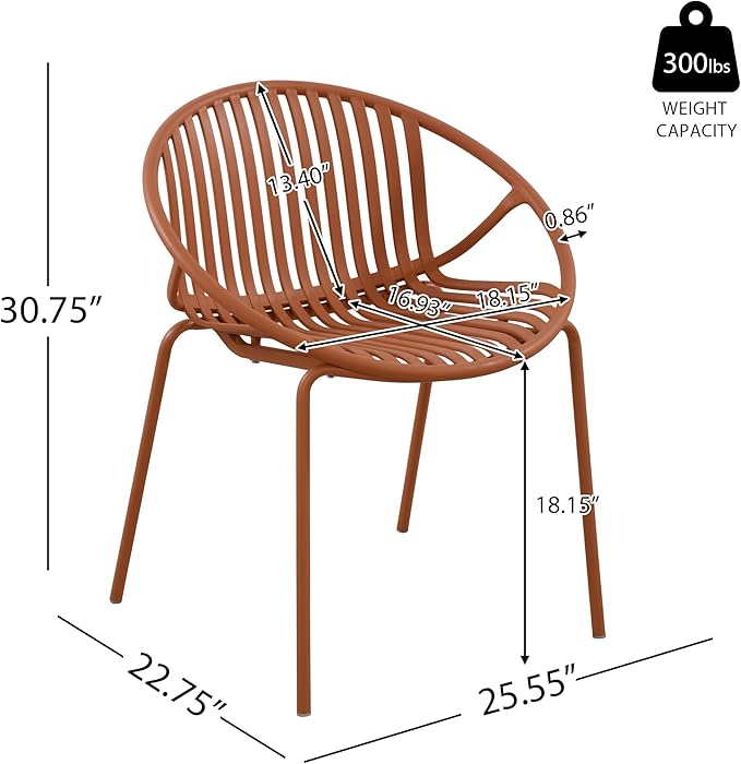 Christopher Knight Home Set of 2 Tita Modern Patio Outdoor Dining Chairs, Stacking Chair, Outside Dinner - Photo 2
