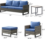 Rilyson Wicker Outdoor Patio Furniture Set - 6 Piece Patio Conversation Set with 2 Armrest Chairs, 2 Rattan Ottoman - Photo 3