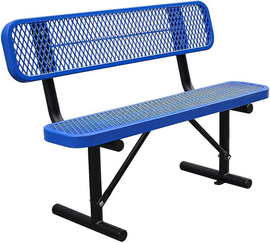 Ceridwen Outdoor Benches Heavy Duty Steel Frame Park Bench with Backrest Bench,Park Bench Steel Mesh Outdoor Bench for Garden,Weatherproof Outdoor Bench for Garden (Blue, 4FT)