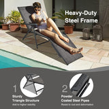 COSTWAY Folding Chaise Lounge, Lightweight & Breathable Fabric, Outdoor Tanning Recliner Chair for Deck, Beach (Grey) - Photo 7