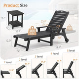 LUE BONA HDPS Chaise Lounge Chairs Set with Table, 3-Piece, Outdoor Pool Lounge Chair with Adjustable Backrest - Photo 6