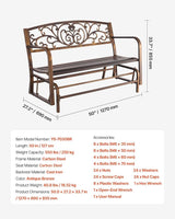VEVOR Outdoor Bench, 50 inch, Carbon Steel Metal Frame with Cast Iron Backrest and Round Edge Armrests - Photo 8