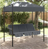 Outdoor Garden Swing Bench with Canopy and Cushions, 3-Seater Patio Swing Bed, Durable Powder-Coated Steel Frame - Photo 1