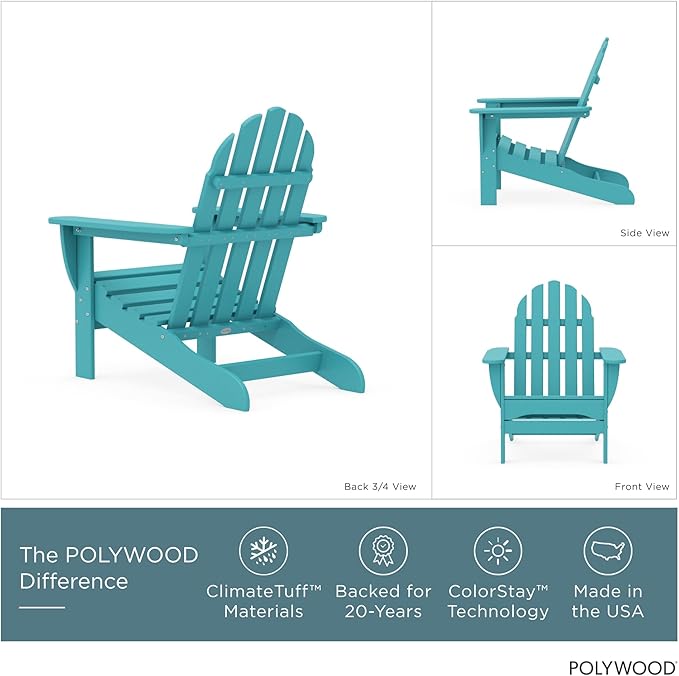 POLYWOOD AD4030AR Classic Outdoor Adirondack Chair, Polyethylene, Aruba
