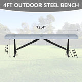 6 Feet Outdoor Steel Bench, Gray Heavy Duty Metal Park Bench for Outside, Weatherproof Dock Bench - Photo 2