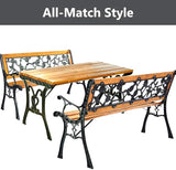 S AFSTAR Outdoor Garden Bench, Outdoor Porch Bench with Rose Cast Backrest & Stable Metal Legs - Photo 7