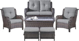 Belord 6 Pieces Patio Furniture Set Outdoor Wicker Furniture, 2 Patio Wicker Chairs with 1 Loveseat Sofa - Photo 1