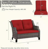 Patio Furniture Couch Outdoors, Rattan Wicker Loveseat with Deep Seating and Olefin Cushions - Photo 2