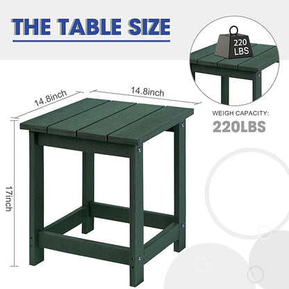 LZRS Adirondack Square Outdoor Side Table for Patio, Pool Composite Patio Table,HDPE End Tables for Backyard,Pool, Indoor Companion, Easy Maintenance & Weather Resistant(Dark Green)