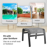 Patio Outdoor Ottoman Footstools Assembled Aluminum Footrest Side Table Small Chairs Patio Ottoman 2 Set Grey - Photo 6