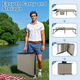Folding Lounge Chair Outdoor with Insulated Cooler Bag Portable for Outside Patio Chaise Lounge Chair 5-Position with - Photo 8