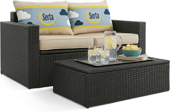 Serta Laguna Brown Resin Wicker Outdoor Patio Furniture Collection, Easy Assembly, Porch or Pool - Photo 1