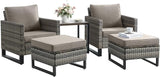Wicker Outdoor Patio Furniture Set - 5 Piece Patio Conversation Set with 2 Wicker Armrest Chairs - Photo 7