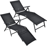 Tangkula Folding Lounge Chair Outdoor, Recliner Chaise Lounge with 5-Position Adjustable Backrest & 2-Position Footrest - Photo 1