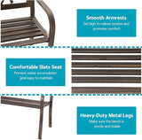 MFSTUDIO Outdoor Metal Bench Set of 2, 50" Outdoor Garden Bench - Photo 5