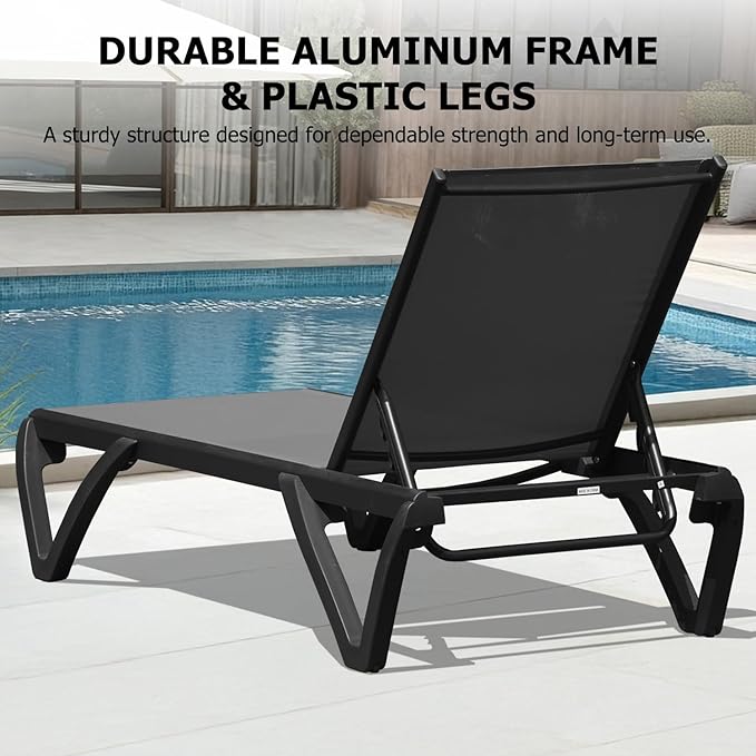 Domi Pool Lounge Chairs Set of 2, Aluminum Chaise Lounge Outdoor - Photo 4