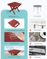 SERWALL Folding Outdoor Side Table Set of 4, Small Adirondack Side Table, Red - Photo 7
