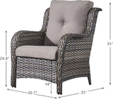 HUMMUH 4 Pieces Patio Bistro Set Wicker Patio Chairs Set of 2 with Ottomans Rattan Outdoor Furniture Conversation Set - Photo 7