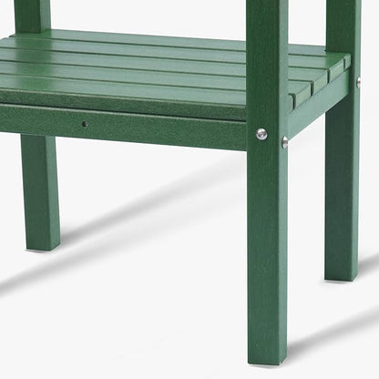 WestinTrends Malibu 36" Outdoor Adirondack HDPE 2-Tier Patio Side Table, Dark Green