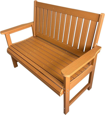 Poly Lumber Outdoor Bench, HIPS All-Weather Bench, Never Rots or Fades, for Patio, Porch, Garden and Park, 700 lbs Weight Capacity (Brown, 44-inch)