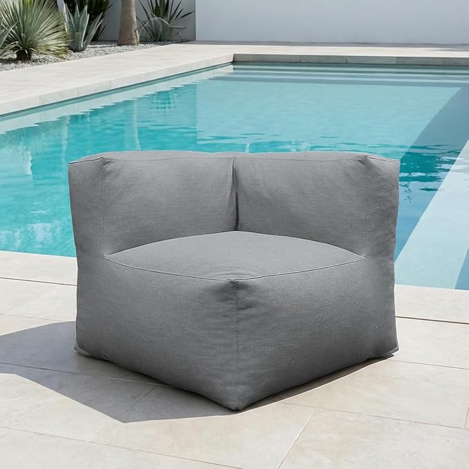 Dineli Modern Arm-Rest Chair Coner Chair Outdoor Furniture Comfy Patio Couch Sofa Outdoor Bean Bag Chair Creating a Unique Patio Garden Modular Contemporary Sofa Lazy Sofa for Outside - Dark Gray | Dark Gray, Comfy Patio Couch, Modular, Contemporary, L...