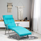COSTWAY 2PC Outdoor Folding Chaise Lounge Chair Lightweight Recliner w/Cushion Turquoise - Photo 4