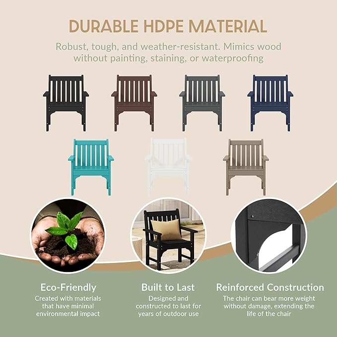 WestinTrends Malibu Outdoor Patio HDPE Adirondack Dining Arm Chair, Black