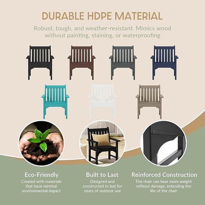 WestinTrends Malibu Outdoor Patio HDPE Adirondack Dining Arm Chair, Black