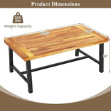 HAPPYGRILL Acacia Wood Patio Coffee Table, Outdoor Rectangular Center Table with Sturdy Metal Frame - Photo 3
