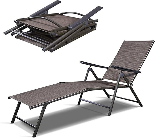 S AFSTAR Patio Chaise Lounges, Outdoor Reclining Lounge Chairs with Adjustable Backrest & Heavy Duty Steel Frame, Recliner Chair for Poolside Lawn Backyard (1)