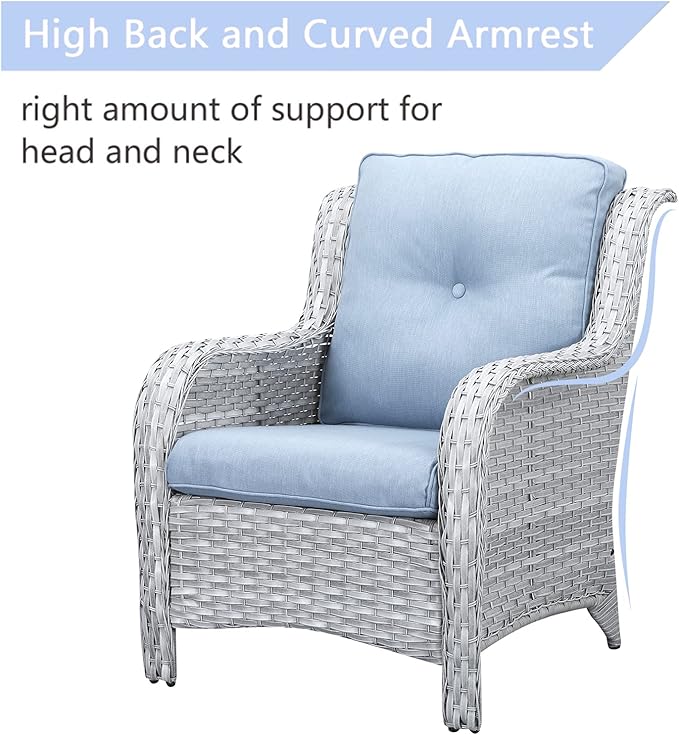 Rilyson Outdoor Patio Chairs Wicker Chair - 2PC Rattan Chairs Set with High Back and Deep Seating for Deck Porch - Photo 5