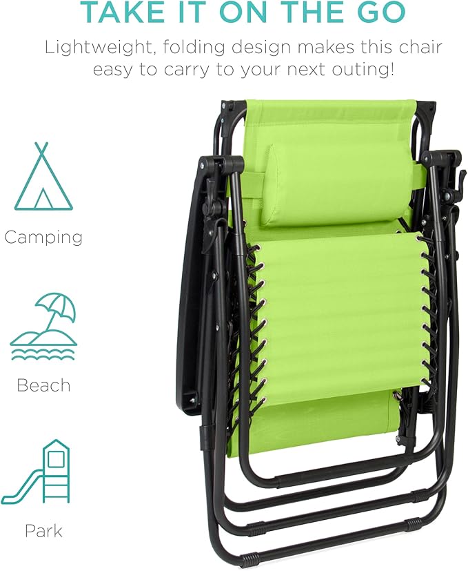 Best Choice Products Folding Zero Gravity Outdoor Recliner Patio Lounge Chair w/Adjustable Canopy Shade, Headrest - Photo 8