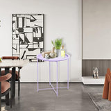 Garden 4 you End Table 2 PCS Metal Side Table Purple Round Folding Tray Cyan Sofa Small Accent Fold-able Table - Photo 8