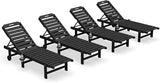 SERWALL Patio Chaise Lounge Chair Set of 4, HDPE Outdoor Lounge Chair with Cup Holder - Photo 10