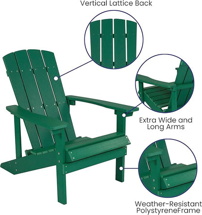 Taylor & Logan Charlestown All-Weather Poly Resin Wood Adirondack Chair in Green