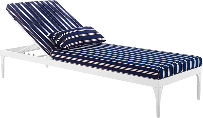 Modway EEI-3301-WHI-STN Perspective Cushion Outdoor Patio Chaise Lounge Chair, Blue