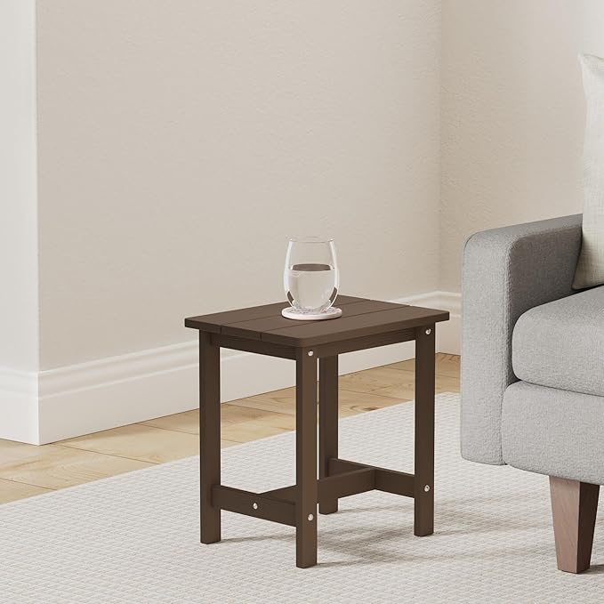 LUE BONA Outdoor Side Table, HDPS Small Outdoor Adirondack Side Tables, Outside End Table for Patio, Porch, Deck - Photo 2