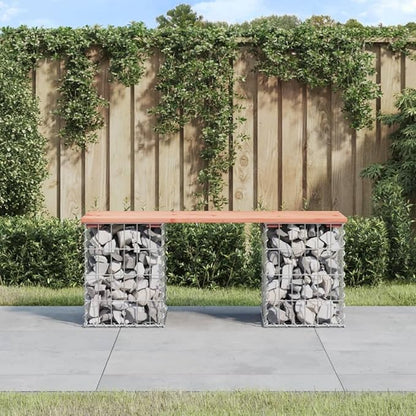 Douglas Fir Wood Outdoor Gabion Garden Bench Rustic Farmhouse Style Seating for Patio and Garden Durable Solid Wood Construction with Natural Finish
