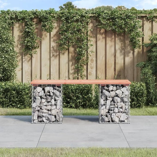 Douglas Fir Wood Outdoor Gabion Garden Bench Rustic Farmhouse Style Seating for Patio and Garden Durable Solid Wood Construction with Natural Finish