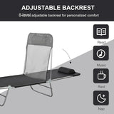 Outsunny Folding Chaise Lounge Pool Chairs, Outdoor Sun Tanning Chairs with Pillow, Reclining Back - Photo 4
