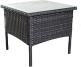 Outdoor Patio Wicker Table, Rattan Side Table, Modern Patio End Side Table with Glass Countertop and Storage Space - Photo 6